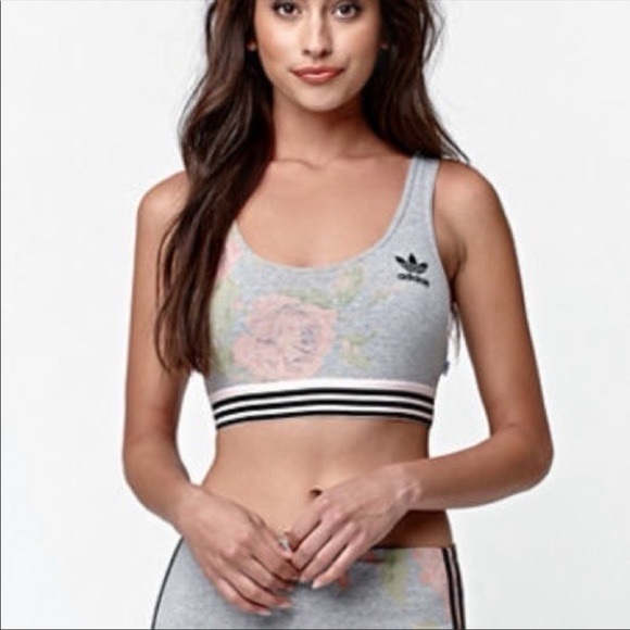 adidas Other - Adidas Originals Pastel Rose Sports Bra Rita Ora Floral Grey Firebird Small